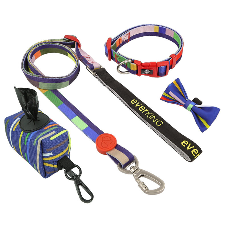 Blue striped dog leash collar set of 7 pieces - Image 9